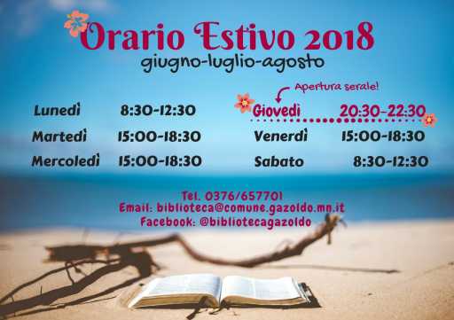 Orario estivo biblioteca 2018
