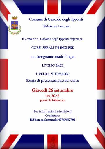 Volantino presentazione corso di inglese per adulti