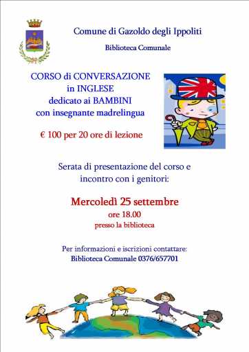 Volantino presentazione corso di inglese per bambini